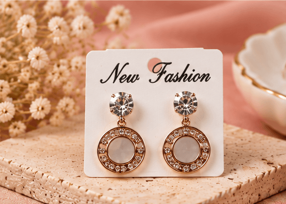 Rose Gold Crystal Circle Earrings image